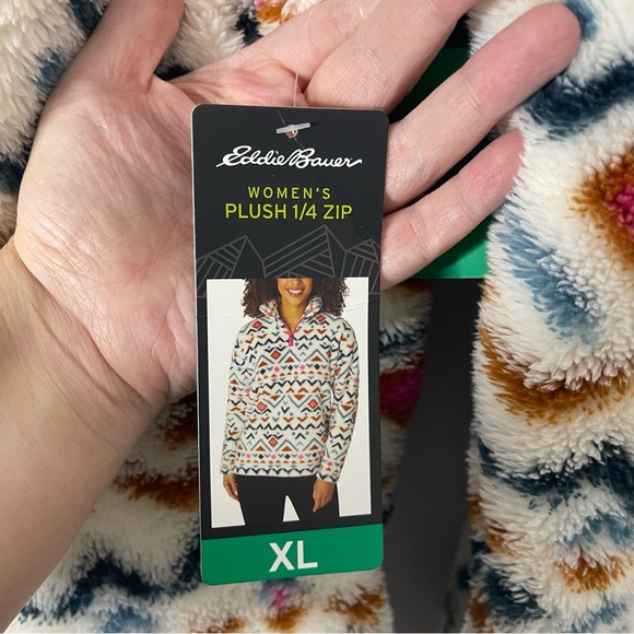 Eddie Bauer Women’s Sherpa Fleece 1/4 Zip Pullover XL Aztec Print - Picture 8 of 8